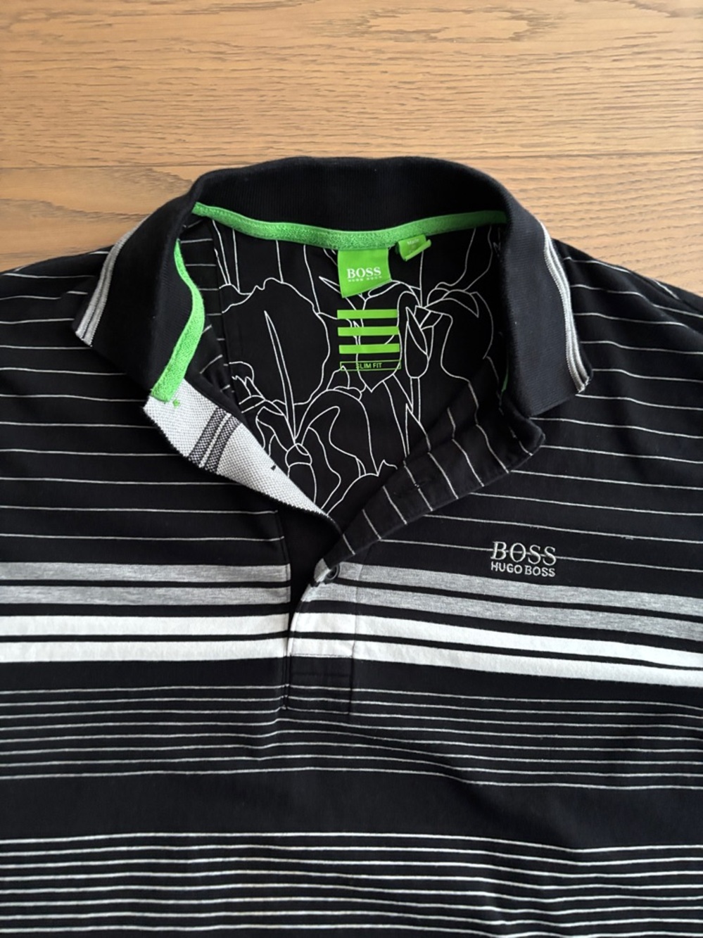 BOSS Black Polo with White Stripe Accents - Picture 2 of 4